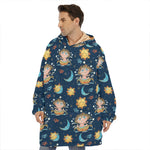 Cute Cartoon Aquarius Pattern Print Hoodie Blanket