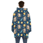 Cute Cartoon Aquarius Pattern Print Hoodie Blanket