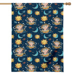 Cute Cartoon Aquarius Pattern Print House Flag