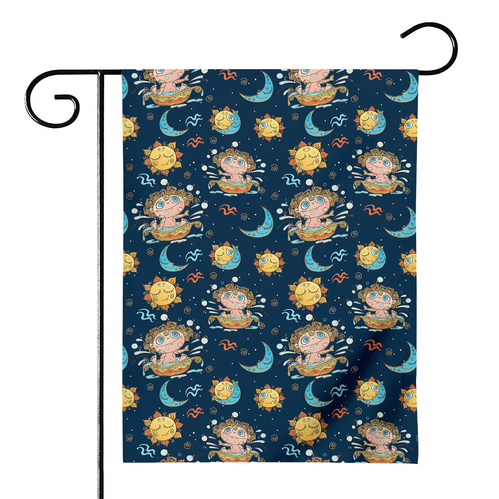 Cute Cartoon Aquarius Pattern Print House Flag
