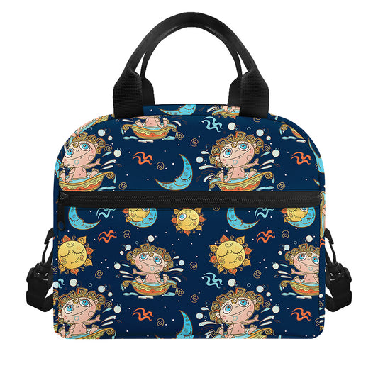 Cute Cartoon Aquarius Pattern Print Insulated Lunch Bag