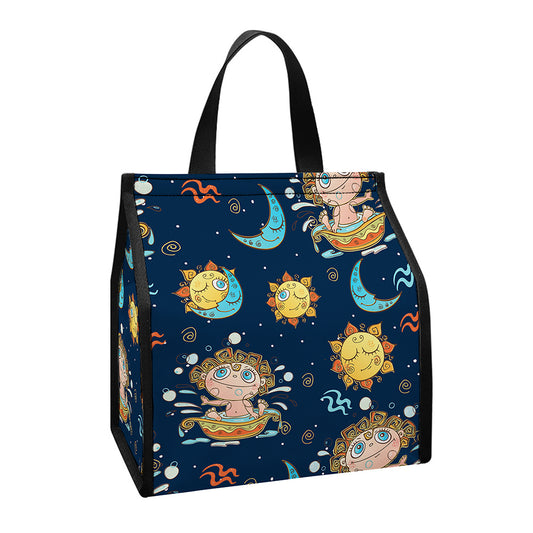 Cute Cartoon Aquarius Pattern Print Insulated Lunch Tote