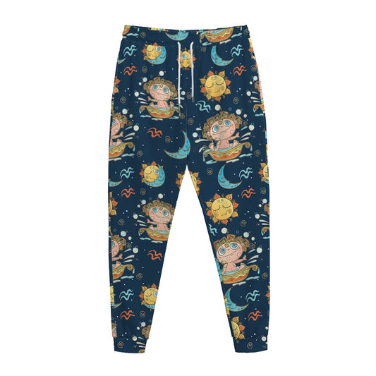 Cute Cartoon Aquarius Pattern Print Jogger Pants