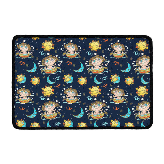 Cute Cartoon Aquarius Pattern Print Kitchen Mat