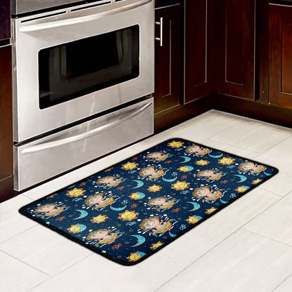 Cute Cartoon Aquarius Pattern Print Kitchen Mat