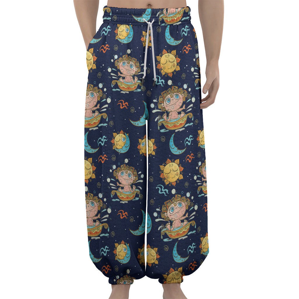Cute Cartoon Aquarius Pattern Print Lantern Pants