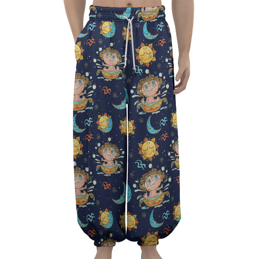 Cute Cartoon Aquarius Pattern Print Lantern Pants