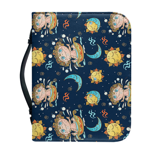 Cute Cartoon Aquarius Pattern Print Leather Bible Cover