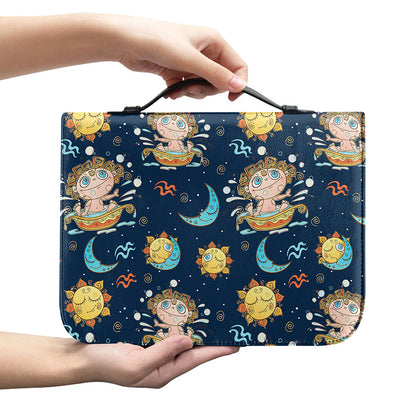 Cute Cartoon Aquarius Pattern Print Leather Bible Cover