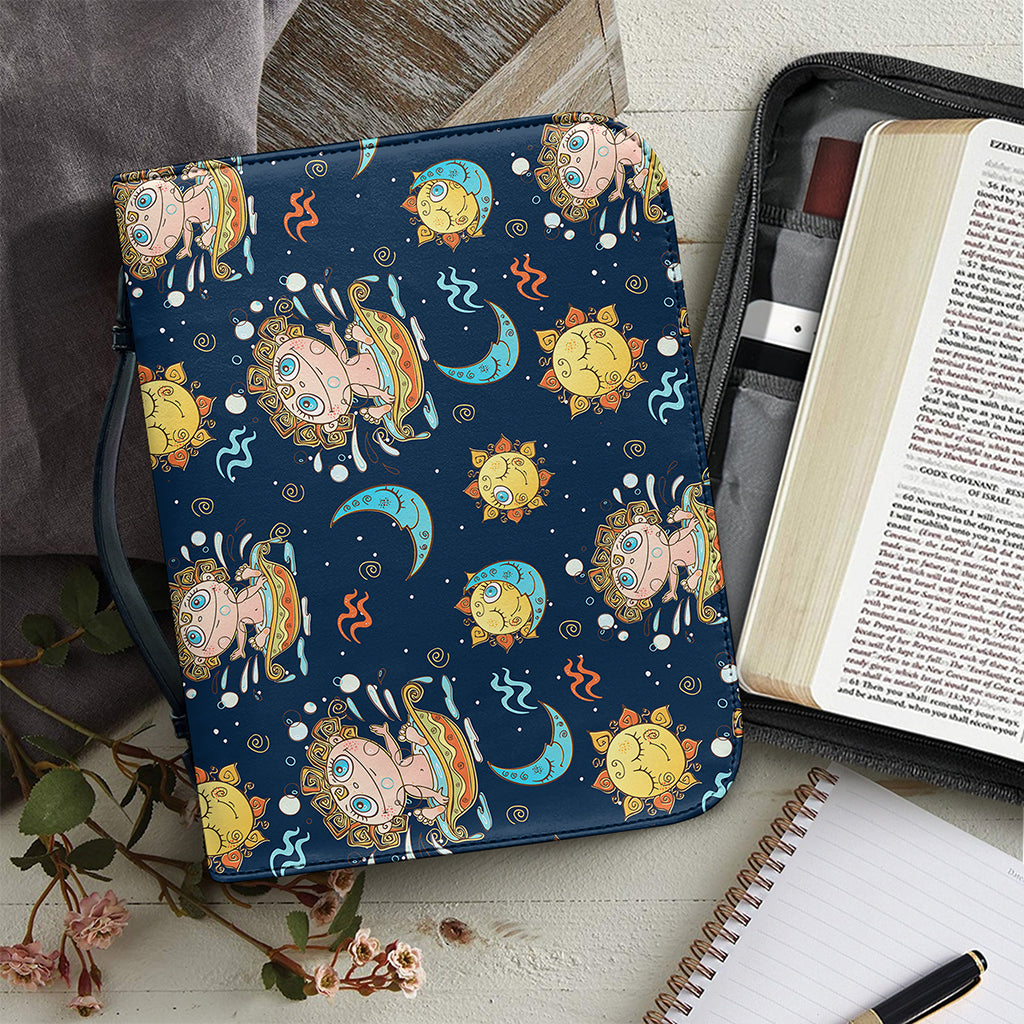 Cute Cartoon Aquarius Pattern Print Leather Bible Cover