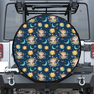 Cute Cartoon Aquarius Pattern Print Leather Spare Tire Cover