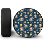 Cute Cartoon Aquarius Pattern Print Leather Spare Tire Cover