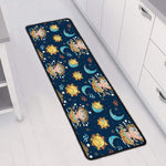 Cute Cartoon Aquarius Pattern Print Long Kitchen Mat