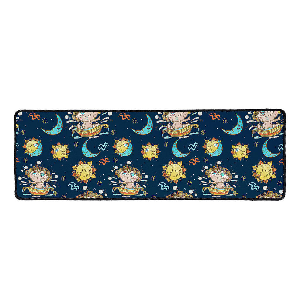 Cute Cartoon Aquarius Pattern Print Long Kitchen Mat