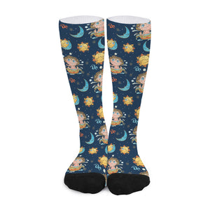 Cute Cartoon Aquarius Pattern Print Long Socks