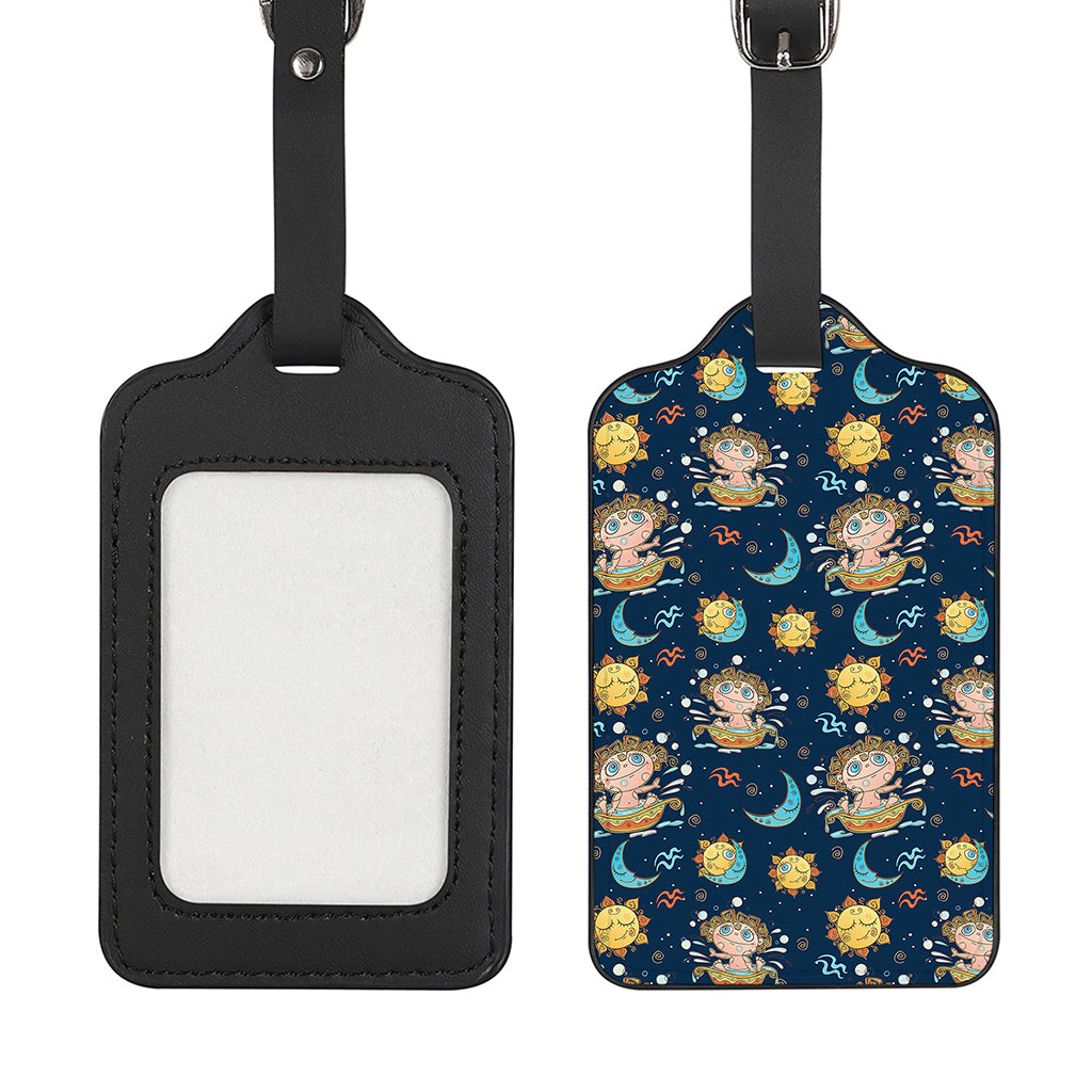 Cute Cartoon Aquarius Pattern Print Luggage Tag