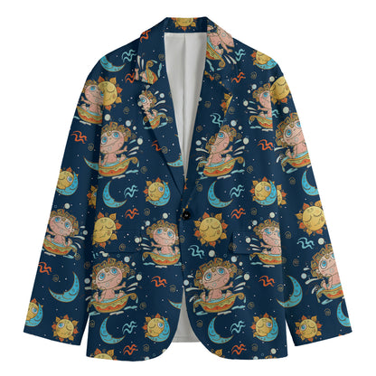 Cute Cartoon Aquarius Pattern Print Men's Blazer