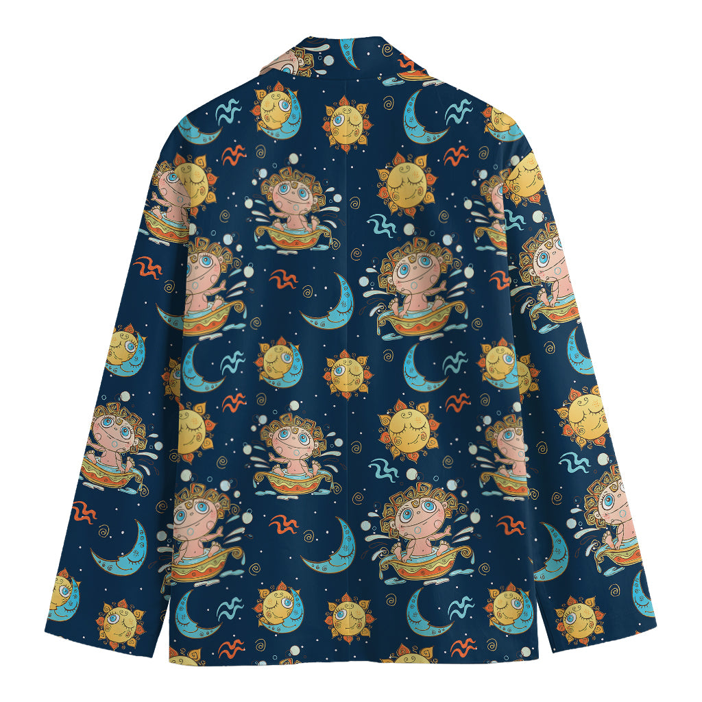 Cute Cartoon Aquarius Pattern Print Men's Blazer