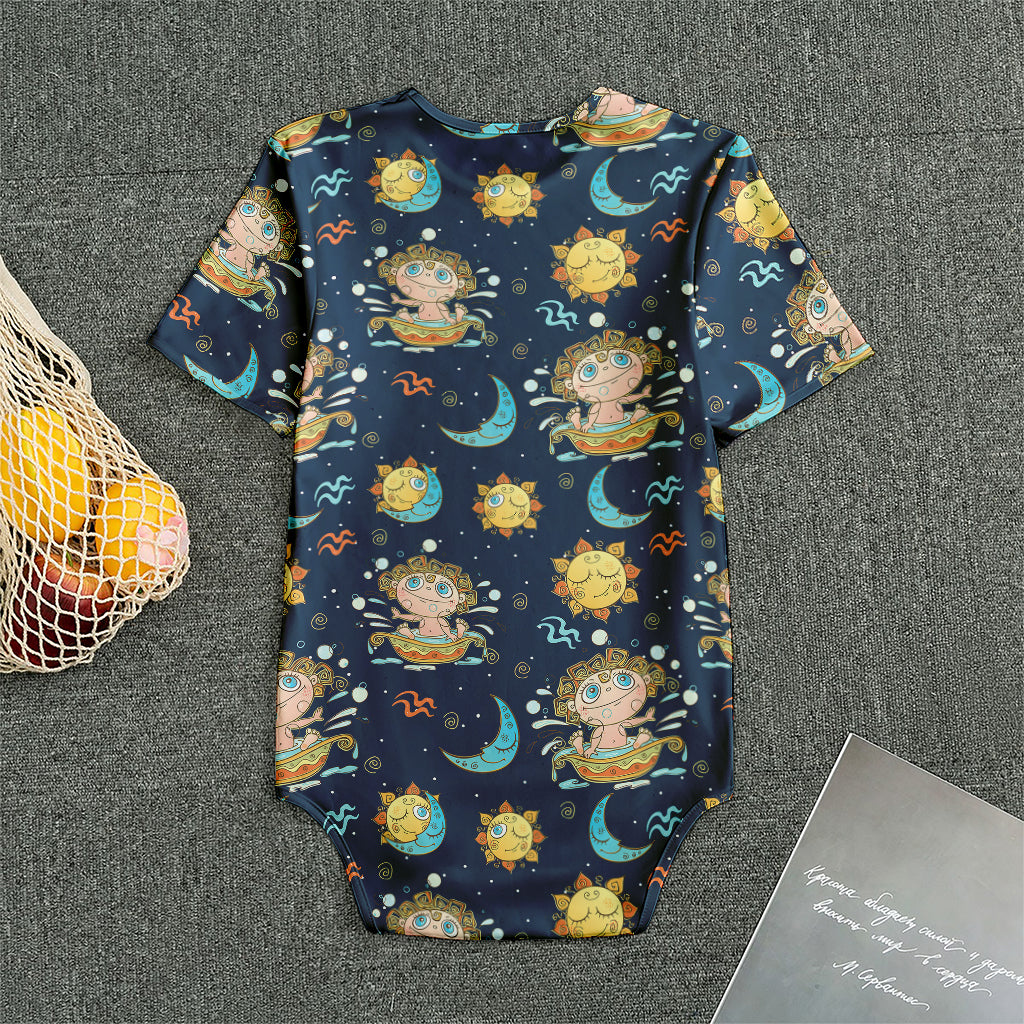 Cute Cartoon Aquarius Pattern Print Men's Bodysuit