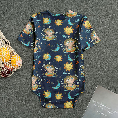 Cute Cartoon Aquarius Pattern Print Men's Bodysuit