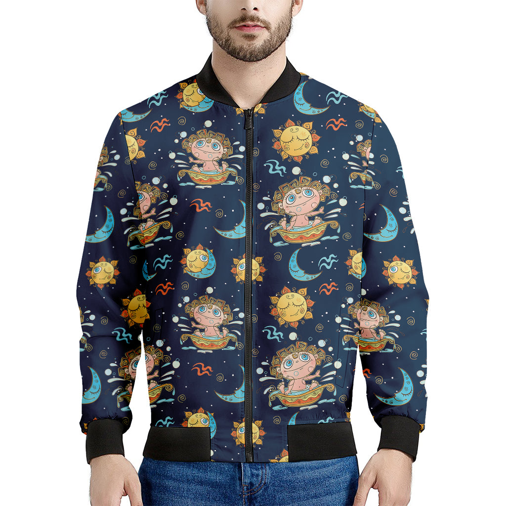 Cute Cartoon Aquarius Pattern Print Men's Bomber Jacket