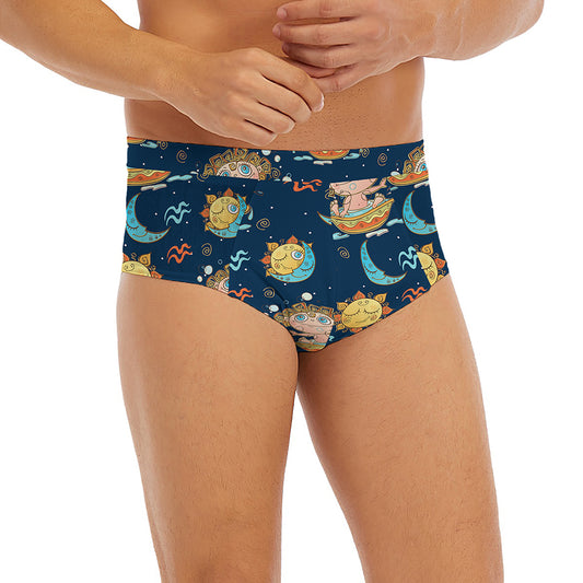 Cute Cartoon Aquarius Pattern Print Men's Briefs