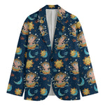 Cute Cartoon Aquarius Pattern Print Men's Cotton Blazer