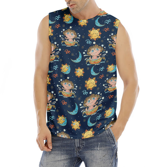 Cute Cartoon Aquarius Pattern Print Men's Fitness Tank Top