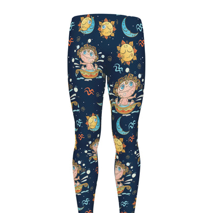 Cute Cartoon Aquarius Pattern Print Men's leggings