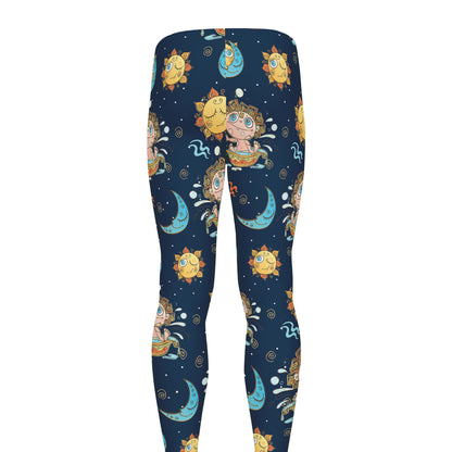 Cute Cartoon Aquarius Pattern Print Men's leggings