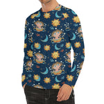 Cute Cartoon Aquarius Pattern Print Men's Long Sleeve Rash Guard