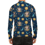 Cute Cartoon Aquarius Pattern Print Men's Long Sleeve Rash Guard