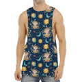 Cute Cartoon Aquarius Pattern Print Men's Muscle Tank Top