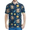 Cute Cartoon Aquarius Pattern Print Men's Polo Shirt