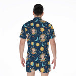 Cute Cartoon Aquarius Pattern Print Men's Rompers