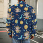 Cute Cartoon Aquarius Pattern Print Men's Shirt Jacket