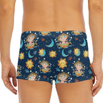 Cute Cartoon Aquarius Pattern Print Men's Short Boxer Briefs