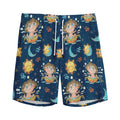 Cute Cartoon Aquarius Pattern Print Men's Athletic Shorts