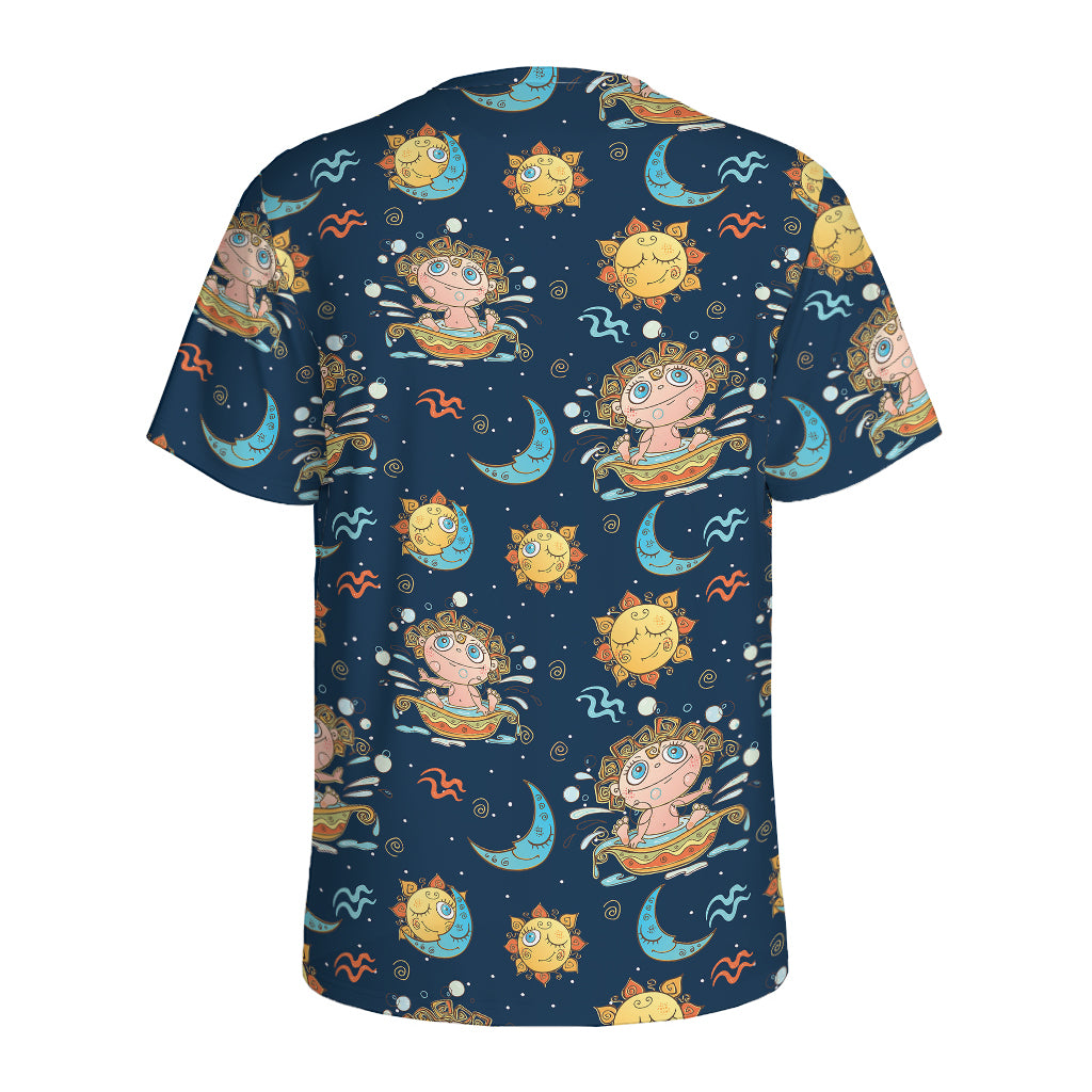 Cute Cartoon Aquarius Pattern Print Men's Sports T-Shirt