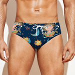 Cute Cartoon Aquarius Pattern Print Men's Swim Briefs