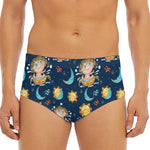 Cute Cartoon Aquarius Pattern Print Men's Triangle Swim Briefs