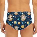 Cute Cartoon Aquarius Pattern Print Men's Triangle Swim Briefs