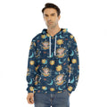 Cute Cartoon Aquarius Pattern Print Men's Velvet Pullover Hoodie