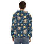 Cute Cartoon Aquarius Pattern Print Men's Velvet Pullover Hoodie