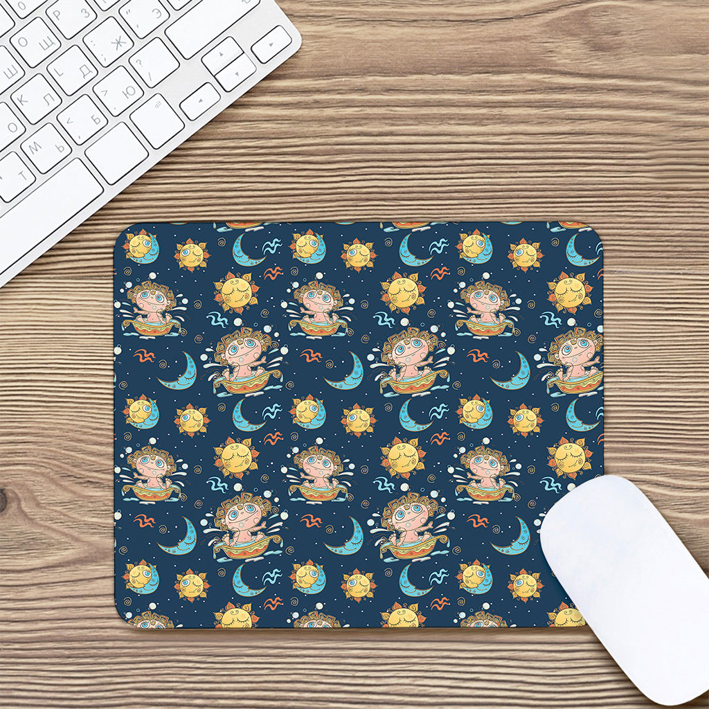 Cute Cartoon Aquarius Pattern Print Mouse Pad