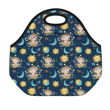 Cute Cartoon Aquarius Pattern Print Neoprene Lunch Bag