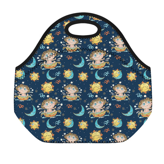 Cute Cartoon Aquarius Pattern Print Neoprene Lunch Bag