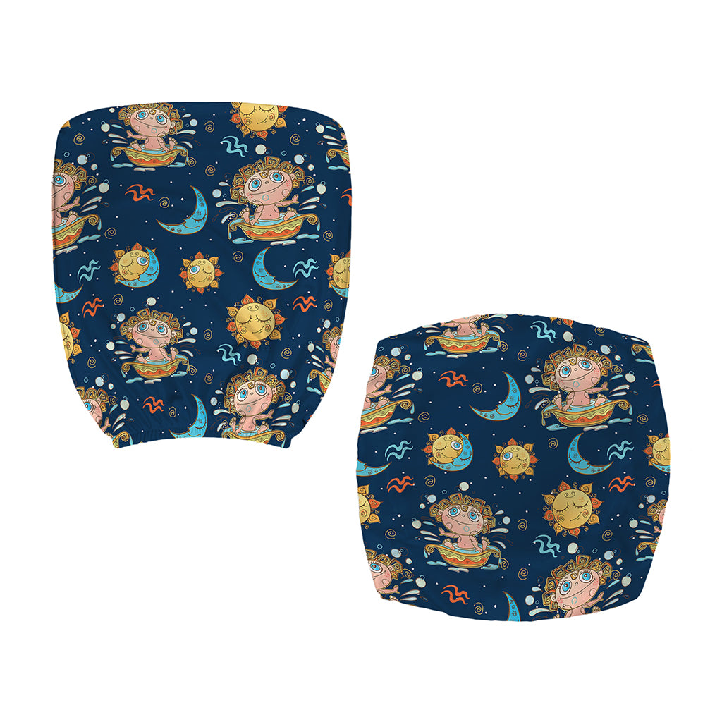 Cute Cartoon Aquarius Pattern Print Office Chair Cover