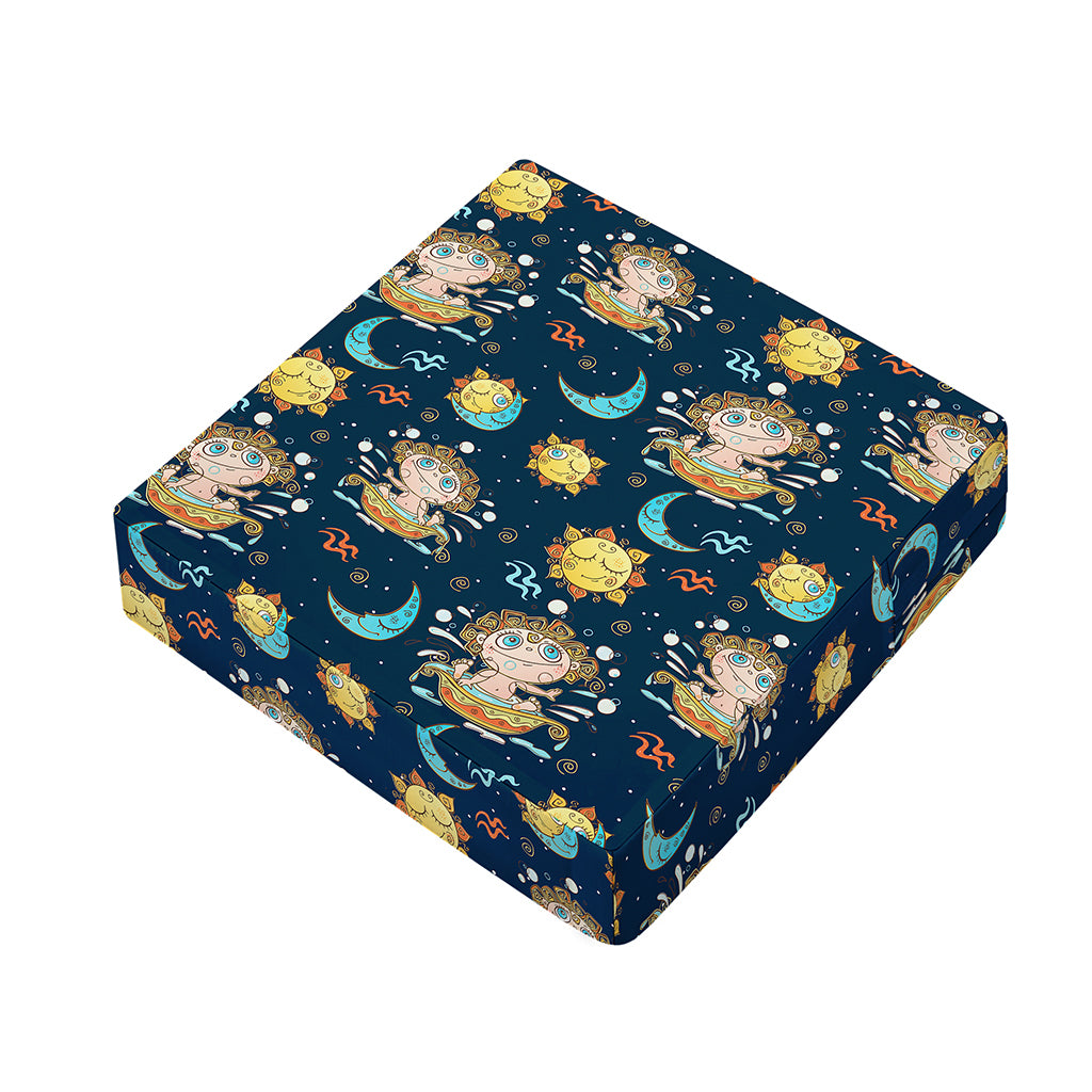 Cute Cartoon Aquarius Pattern Print Outdoor Seat Cushion Cover