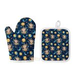 Cute Cartoon Aquarius Pattern Print Oven Mitt And Pot Holder Set